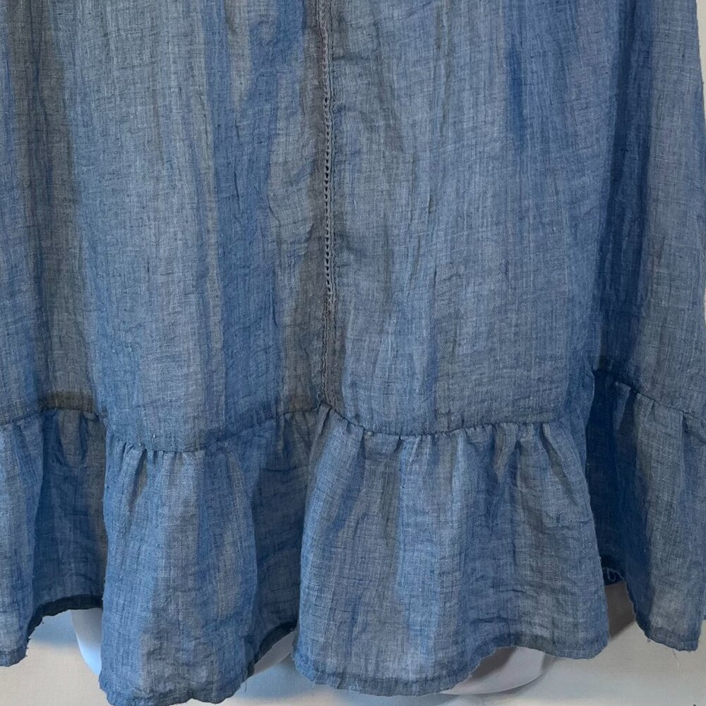 Women’s Blue Sleeveless Ruffle Hem Top - Picture 7 of 7